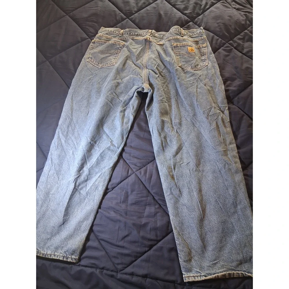 Carhartt B155 DST Fleece Lined Relaxed Fit Jeans Mens 48x30 Blue Denim Work Pant
